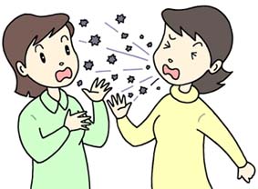 インフルエンザの感染経路「空気感染（飛沫感染）」